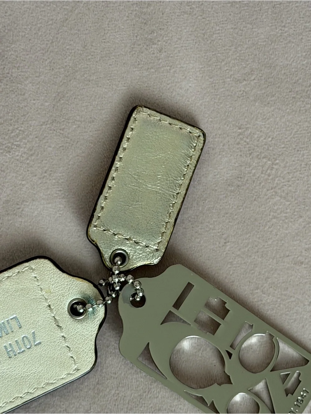 COACH Metallic Leather & Metal 70th Anniversary Hang Tag Set